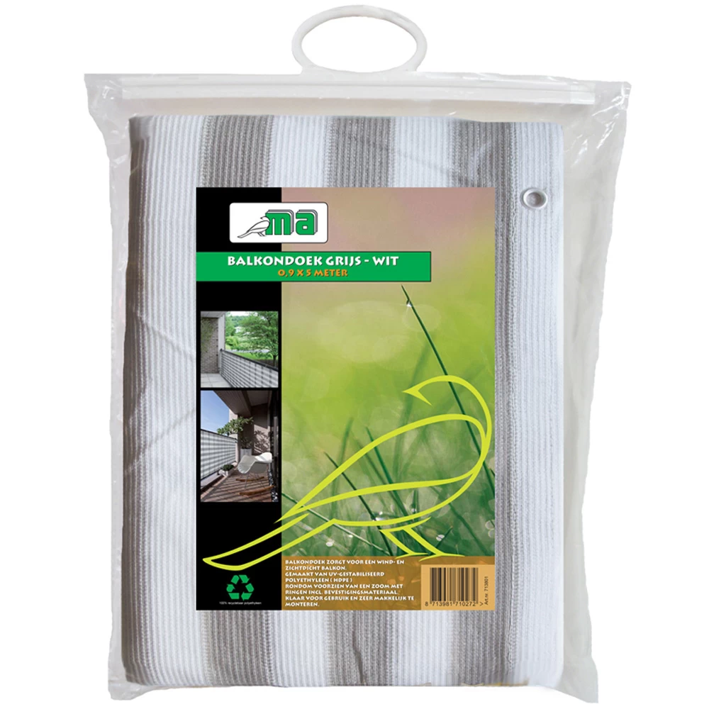 Balkondoek 0,9 X 5 Mtr Grijs/wit 1 Balkondoek 0,9 X 5 Mtr Grijs/wit